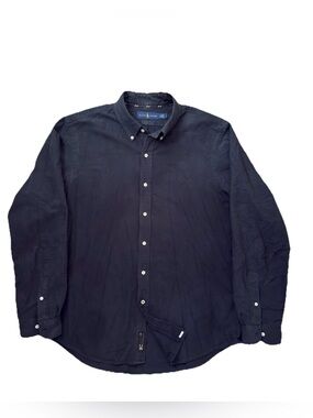 Polo Ralph Lauren Black Cotton Oxford Shirt Classic Fit Button Down Tonal Logo L